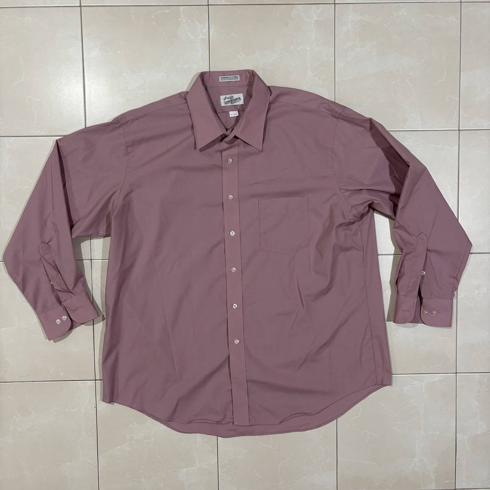 Vintage 80s Sears Roebuck OCBD Oxford Button Shirt Men's 2XL 18 Pink Preppy